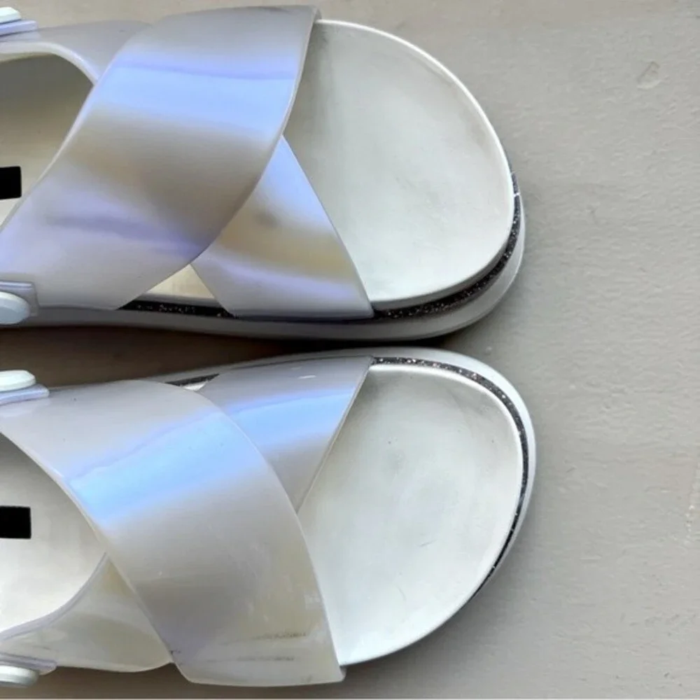 Melissa Awaytomars White Cosmic Sandals II Glitter Platform Soles Women’s Size 6